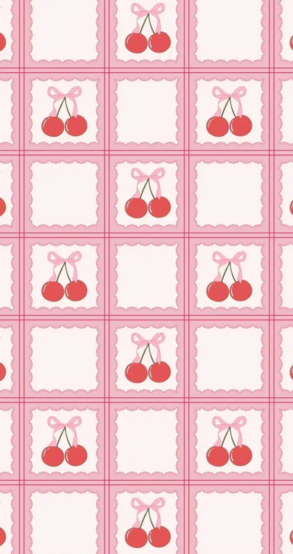 Cherry chắp vá vải bằng sân hình nền caro hồng