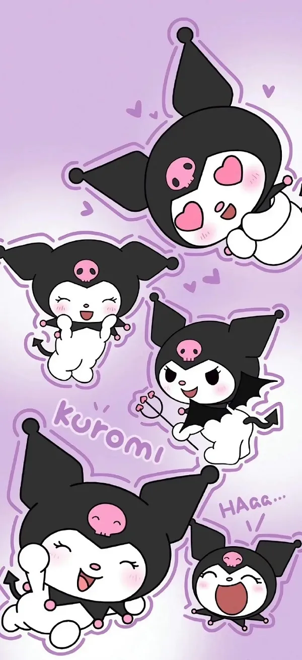 Một bó chim cánh cụt nhỏ hình nền điện thoại kuromi dễ thương với miệng của chúng
