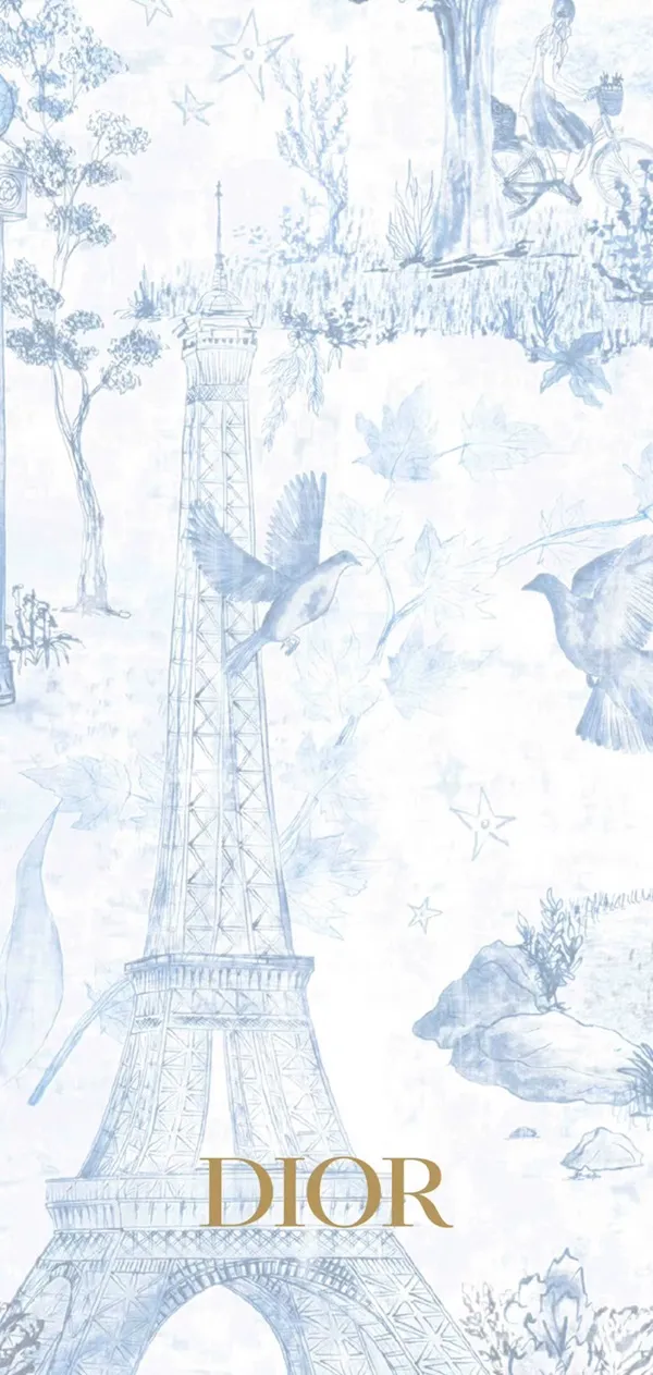 Một hình nền màu xanh và trắng với một tòa hình nền dior cho iphone tháp Eiffel
