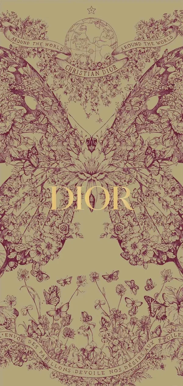 Một con hình nền dior đẹp bướm màu tím với một lá vàng trên đó