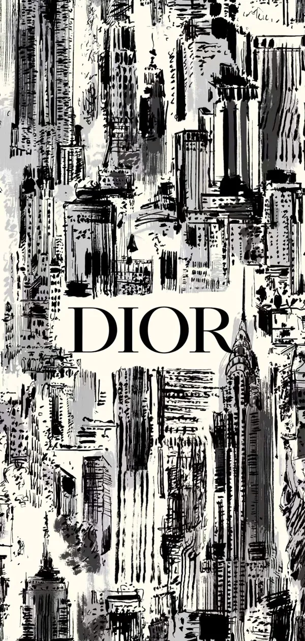Một bức tranh trừu hình nền Dior tượng đen trắng với từ làm
