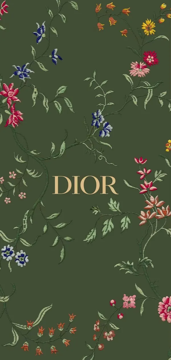 Một mô hình hoa màu xanh hình nền Dior lá cây với từ d o