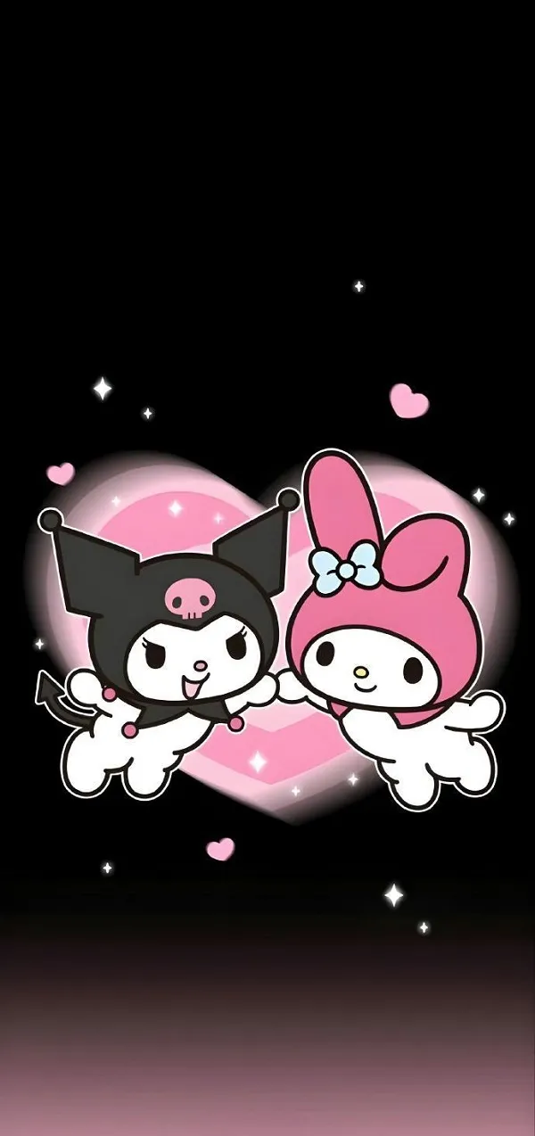 Hai con mèo dễ thương trong hình nền tình yêu hình nền kuromi cute