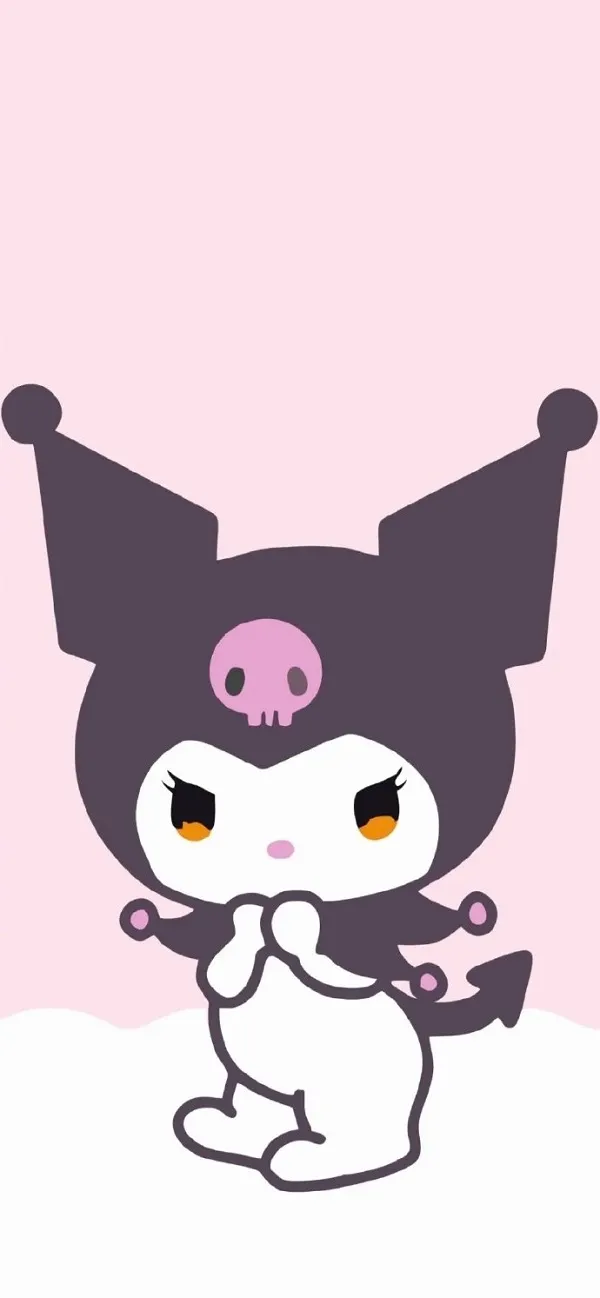 Một con mèo hình nền kuromi cute hoạt hình với nền màu hồng