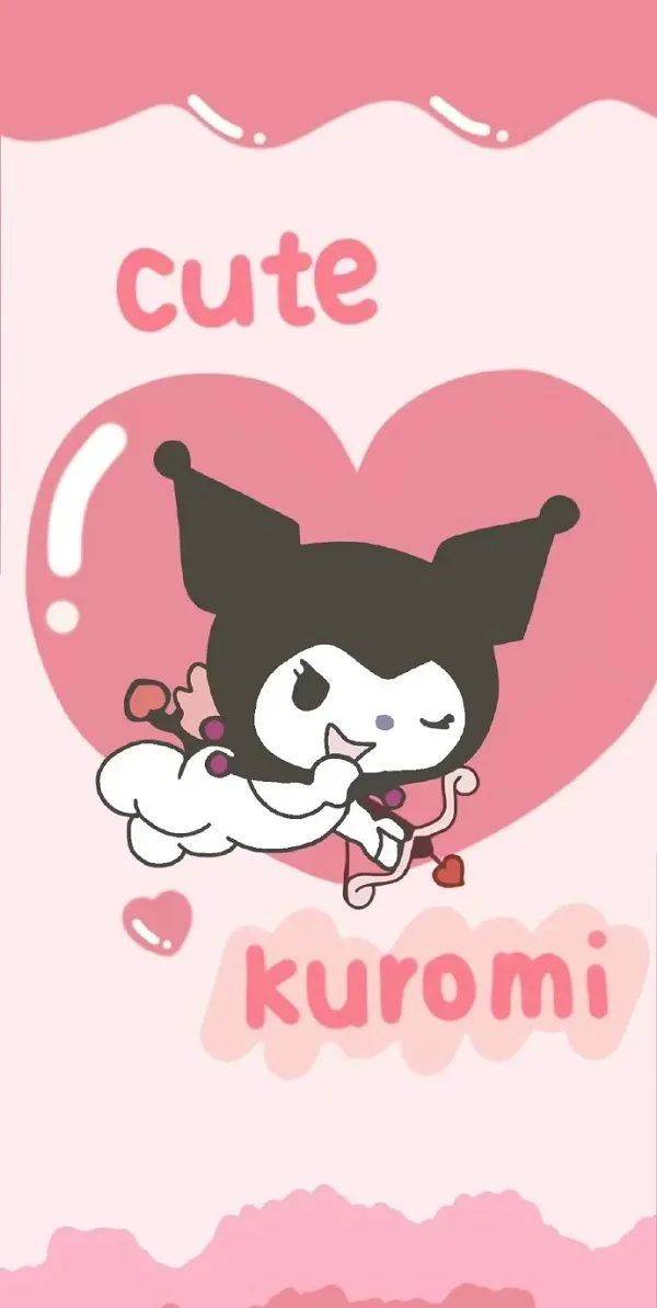 Hình nền tình yêu hình nền Kuromi mèo con dễ thương - Ảnh chụp màn hình