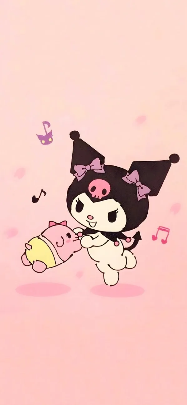 Hình nền kuromi và cinnamoroll Một nhân vật hoạt hình đang nhảy với micro