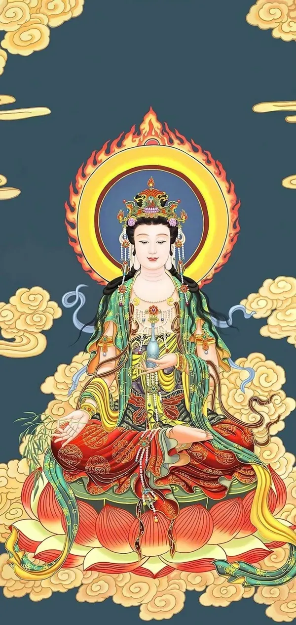 Tấm hình nền phật a buddha ngồi trên mây