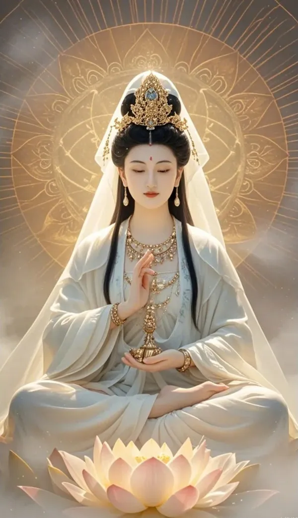 Một bức hình nền phật tượng của Nữ thần Lotus
