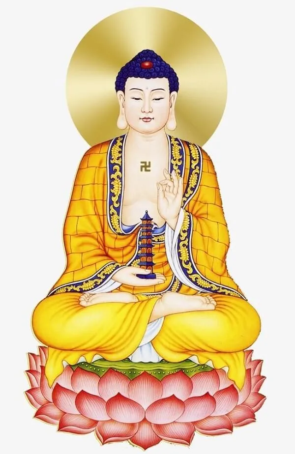 Một bức hình nền phật tượng Phật ngồi trên đỉnh Lotus