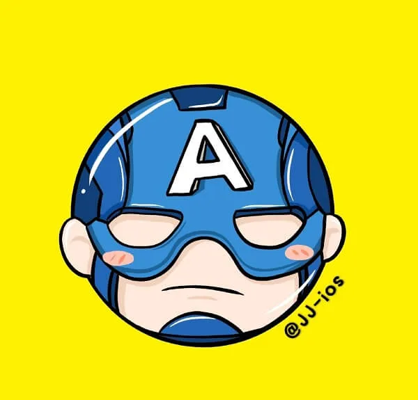 Cận cảnh một nhân vật hoạt hình đeo mặt nạ captain america